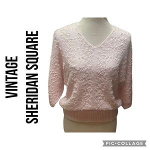 Sheridan Square Vintage Pink Textured V-Neck Sweater — Medium